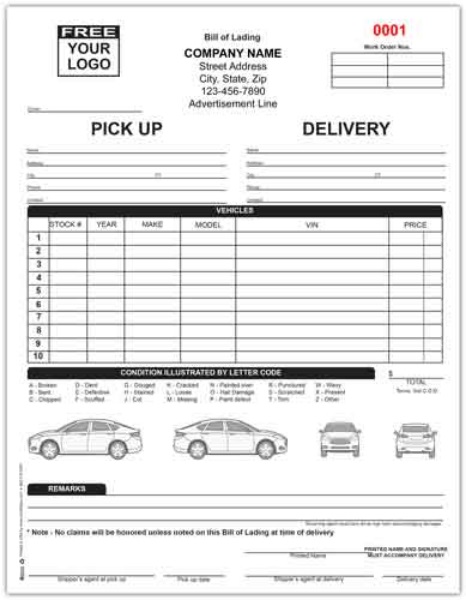 Sample bill of lading